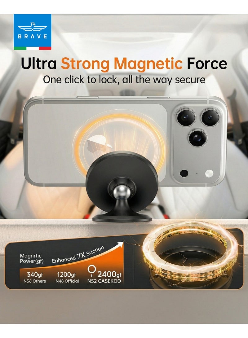 Brave MagSafe Magnetic Car Mobile Holder & Car Mount for Dashboard, Strong N52 Magnet 360° Rotatable Phone Holder with 3M VHB Adhesive Mini Stand for iPhone 17/16/15/14/13, Samsung S25/S24/S23/S22 Ultra – Black - Image 5